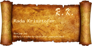 Rada Krisztofer névjegykártya